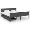 vidaXL Cadru pat cu 2 sertare, gri &icirc;nchis, 200x200 cm, lemn masiv pin