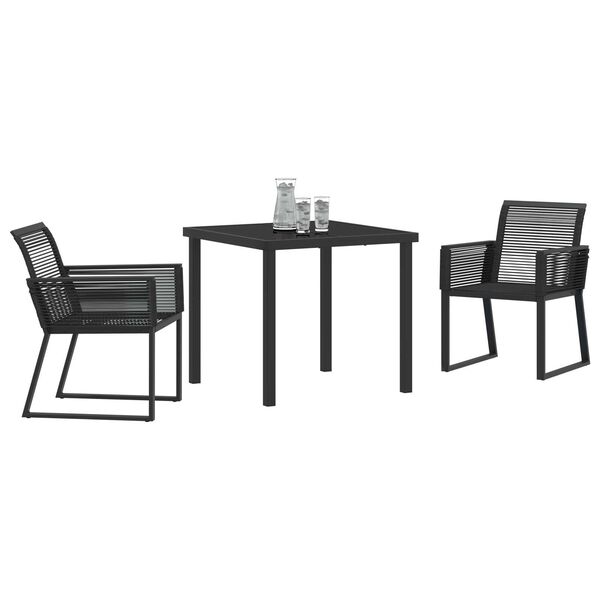 vidaXL Set de masă pentru grădină 3 pcs Negru