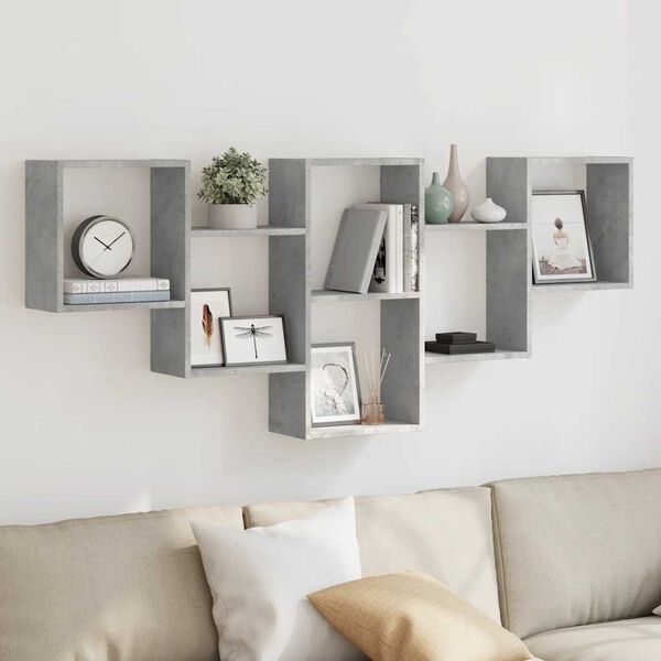 vidaXL Raft de perete, gri beton, 159x18x66 cm, lemn prelucrat