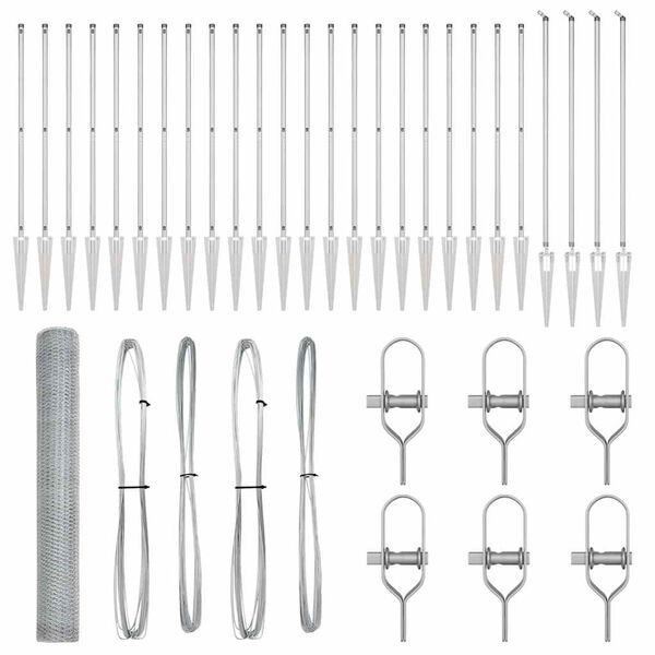 vidaXL &Icirc;ngrădire cu st&acirc;lpi Argintiu 1.2 x 50 m otel acoperit cu PVC