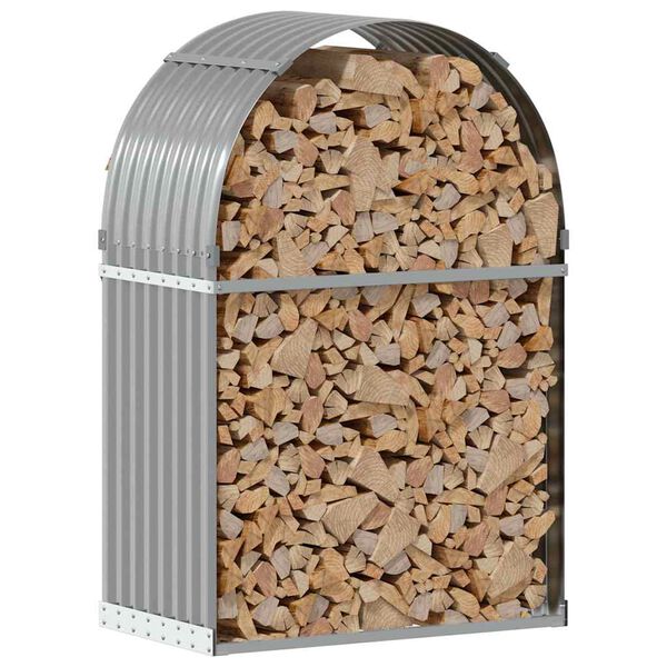 vidaXL Suport de bușteni, gri deschis, 80x45x120 cm, oțel galvanizat