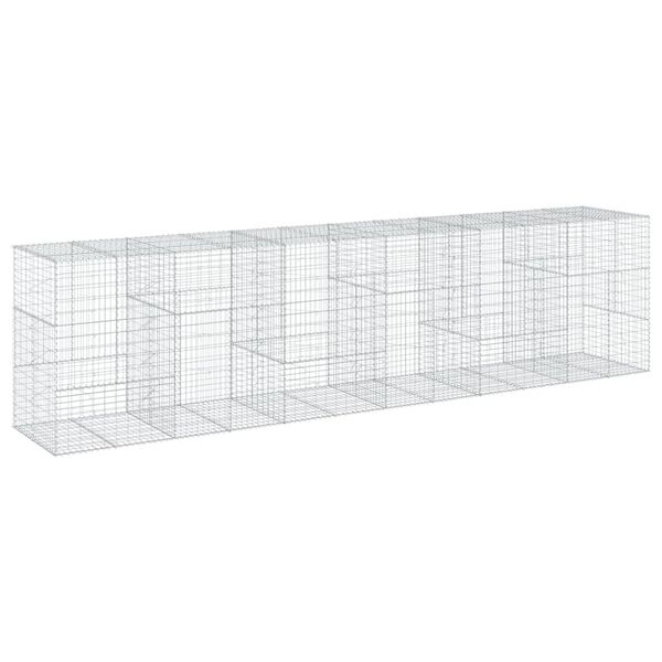 vidaXL Coș gabion cu capac, 600x100x150 cm, fier galvanizat