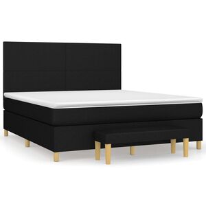 vidaXL Pat box spring cu saltea, negru, 180x200 cm, catifea