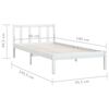 vidaXL Cadru de pat single, alb, 90x190 cm, lemn masiv de pin