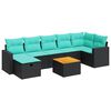 vidaXL Set mobilier de grădină cu perne, 8 piese, negru, poliratan
