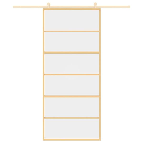 vidaXL Ușă glisantă, auriu, 90x205 cm, sticlă ESG mată și aluminiu