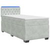 vidaXL Pat box spring cu saltea și LED Gri deschis Unic Catifea