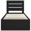 vidaXL Cadru de pat cu headboard Negru 75 x 190 cm Lemn de pin masiv