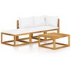 vidaXL Set mobilier grădină cu perne, 4 piese, crem, lemn masiv acacia