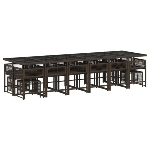 vidaXL Set mobilier de grădină cu perne, 17 piese, maro, poliratan