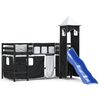 vidaXL Pat etajat de copii cu turn alb/negru 80x200 cm lemn masiv pin