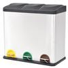 vidaXL Coș gunoi cu pedale pentru reciclare, oțel inoxidabil, 54 L