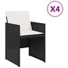 vidaXL Scaune de grădină cu perne, 4 buc., negru, poliratan