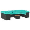 vidaXL Set canapele de grădină cu perne, 11 piese, negru, poliratan