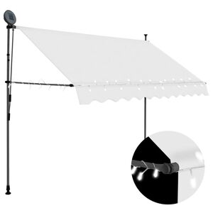 vidaXL Copertină retractabilă manual cu LED, crem, 300 cm