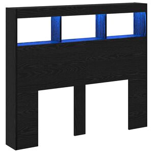 vidaXL Tăblie cap cu raft Stejar Negru 120 x 17 x 102 cm Lemn compozit