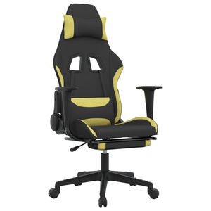 vidaXL Scaun de gaming cu suport picioare, negru/verde deschis, textil