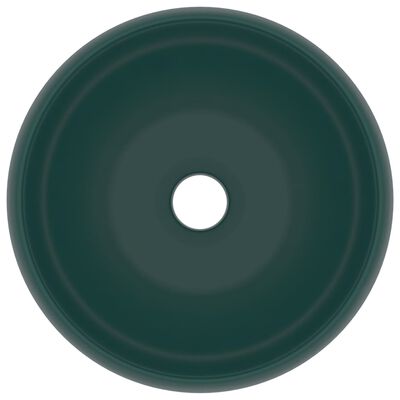 vidaXL Chiuvetă baie lux verde închis mat 40x15 cm ceramică rotund