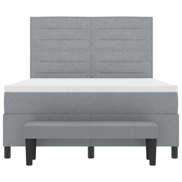 vidaXL Pat cu arcuri cu headboard Gri deschis 140 x 190 cm țesătură
