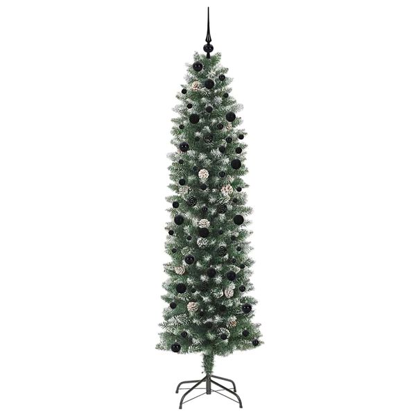 vidaXL Copac Artificial Slăb de Crăciun cu 300 LED Verde și alb 240 cm