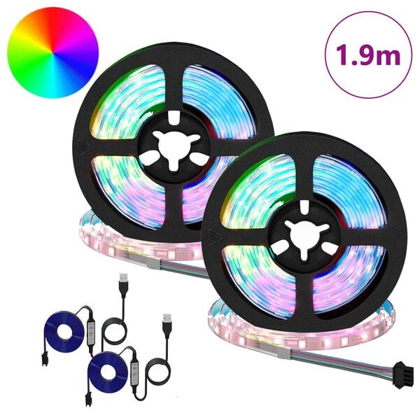 vidaXL Bandă LED 2 pcs Negru și transparent 950 mm Cupru și Plastic