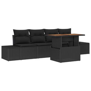 vidaXL Set de canapele pentru grădină 5 pcs Negru Rattan poli