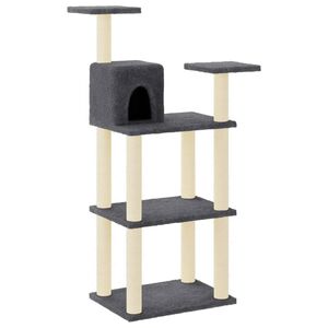 vidaXL Ansamblu pisici, st&acirc;lpi din funie sisal, gri &icirc;nchis, 118,5 cm