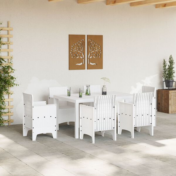 vidaXL Masă de grădină pentru dining Alb 150 x 100 x 73 cm poliratan