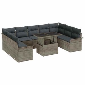 vidaXL Set de canapele pentru grădină 10 buc. Gri Poli Rattan