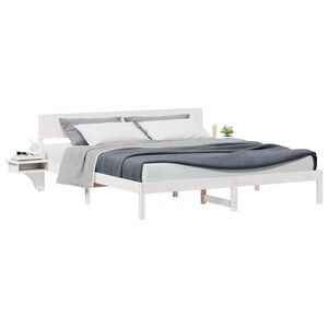 vidaXL Cadru de pat cu headboard Alb 180 x 200 cm Lemn de pin masiv