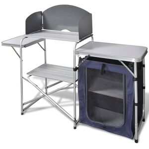 vidaXL Bucătărie de camping pliabilă, cu parav&acirc;nt, aluminiu
