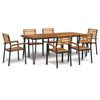 vidaXL Set mobilier de grădină, 7 piese, lemn masiv de acacia și metal