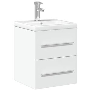 vidaXL Dulap pentru chiuvetă de baie, lavoar &icirc;ncorporat, alb