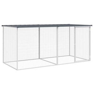vidaXL Cușcă pentru găini cu acoperiș, antracit, 203x98x90 cm, oțel galvanizat