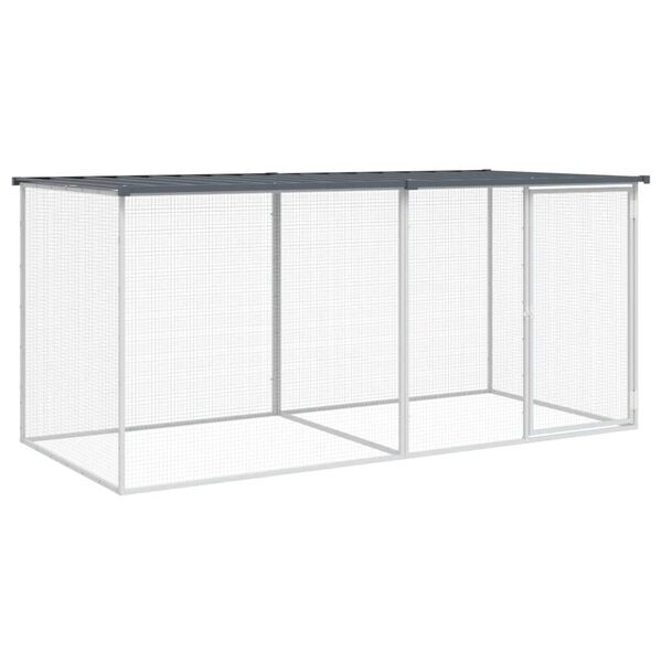 vidaXL Cușcă pentru găini cu acoperiș, antracit, 203x98x90 cm, oțel galvanizat