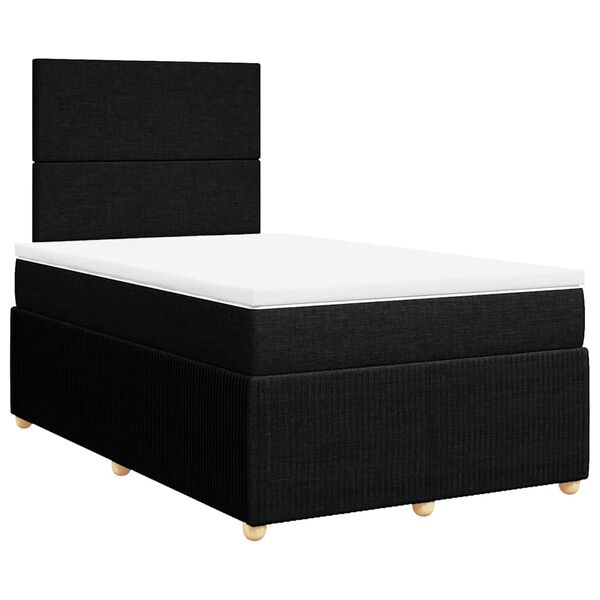 vidaXL Pat box spring cu saltea, negru, 120x190 cm, catifea