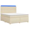 vidaXL Pat boxspring cu saltea cu benzi LED Crem 140 x 190 cm Țesătură