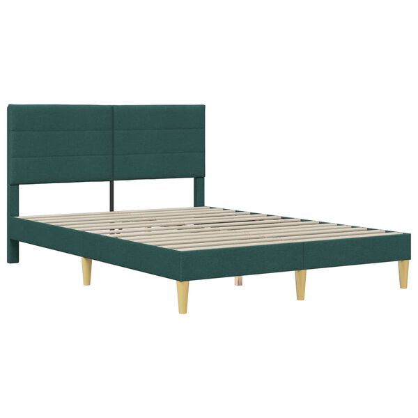 vidaXL Cadru de pat cu headboard Verde &icirc;nchis 120 x 190 cm țesătură