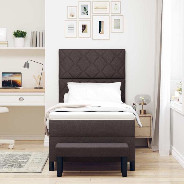 vidaXL Pat cu arcuri cu saltea Maro &icirc;nchis 90 x 190 cm țesătură