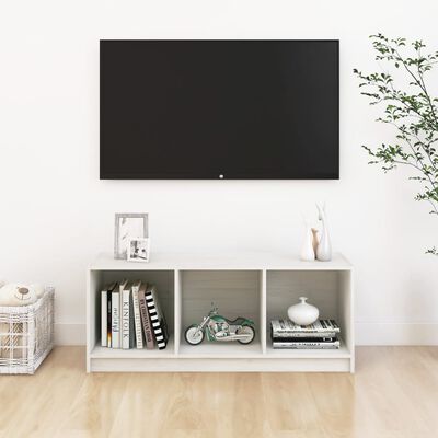 vidaXL Comodă TV, alb, 104x33x41 cm, lemn masiv de pin