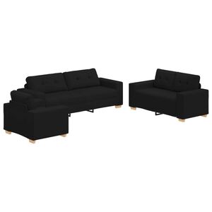 vidaXL Canapea 3 buc. Negru Material textil din in