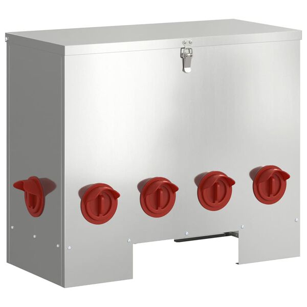 vidaXL Feeder pentru pui Argintiu 60,5 x 29 x 51 cm Oțel Galvanizat