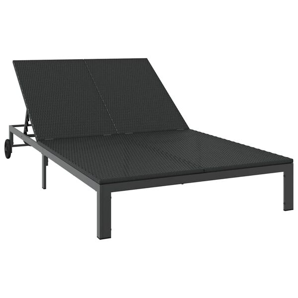 vidaXL Șezlong 1-persoană Negru 206 x 62.5 x 74 cm poliratan