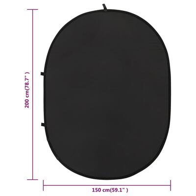 vidaXL Ecran de fundal studio foto 2-în-1 negru și gri 200x150 cm oval