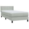 vidaXL Pat box spring cu saltea, gri deschis, 90x220 cm, catifea
