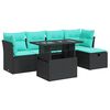 vidaXL Set mobilier grădină perne 6 piese negru poliratan/lemn acacia