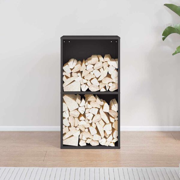 vidaXL Suport pentru lemne de foc negru Oțel laminat la rece