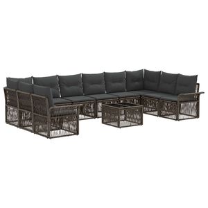 vidaXL Set de canapele pentru grădină 11 pcs Gri poliratan