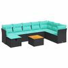 vidaXL Set mobilier de grădină cu perne, 9 piese, negru, poliratan