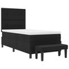 vidaXL Pat cu arcuri cu saltea cu headboard Negru 90 x 190 cm țesătură